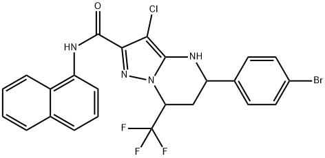 5-(4-bromophenyl)-3-chloro-N-(1-naphthyl)-7-(trifluoromethyl)-4,5,6,7-tetrahydropyrazolo[1,5-a]pyrimidine-2-carboxamide Struktur