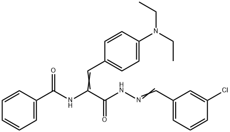 N-{1-{[2-(3-chlorobenzylidene)hydrazino]carbonyl}-2-[4-(diethylamino)phenyl]vinyl}benzamide Struktur