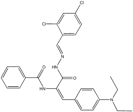 N-{1-{[2-(2,4-dichlorobenzylidene)hydrazino]carbonyl}-2-[4-(diethylamino)phenyl]vinyl}benzamide Struktur