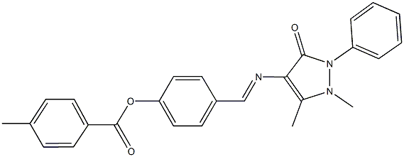 4-{[(1,5-dimethyl-3-oxo-2-phenyl-2,3-dihydro-1H-pyrazol-4-yl)imino]methyl}phenyl 4-methylbenzoate Struktur