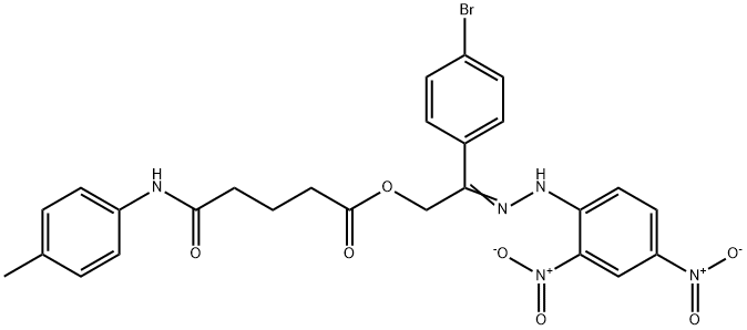 2-({2,4-bisnitrophenyl}hydrazono)-2-(4-bromophenyl)ethyl 5-oxo-5-(4-toluidino)pentanoate Struktur