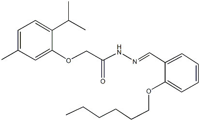 N'-[2-(hexyloxy)benzylidene]-2-(2-isopropyl-5-methylphenoxy)acetohydrazide Struktur