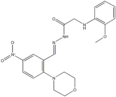 N'-[5-nitro-2-(4-morpholinyl)benzylidene]-2-(2-methoxyanilino)acetohydrazide Struktur