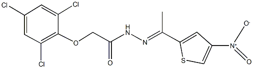 N'-(1-{4-nitro-2-thienyl}ethylidene)-2-(2,4,6-trichlorophenoxy)acetohydrazide Struktur