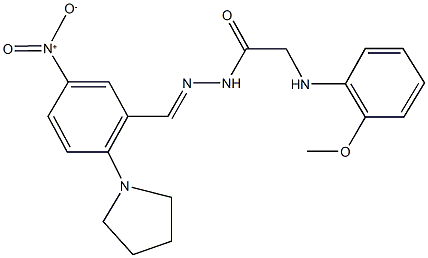 N'-[5-nitro-2-(1-pyrrolidinyl)benzylidene]-2-(2-methoxyanilino)acetohydrazide Struktur