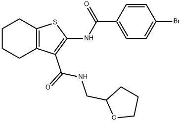 2-[(4-bromobenzoyl)amino]-N-(tetrahydro-2-furanylmethyl)-4,5,6,7-tetrahydro-1-benzothiophene-3-carboxamide Struktur