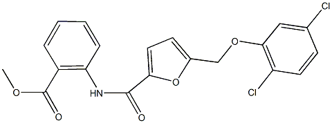 methyl 2-({5-[(2,5-dichlorophenoxy)methyl]-2-furoyl}amino)benzoate Struktur