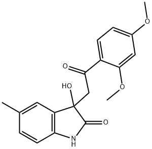 3-[2-(2,4-dimethoxyphenyl)-2-oxoethyl]-3-hydroxy-5-methyl-1,3-dihydro-2H-indol-2-one Struktur