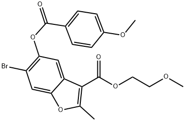 2-methoxyethyl 6-bromo-5-[(4-methoxybenzoyl)oxy]-2-methyl-1-benzofuran-3-carboxylate Struktur