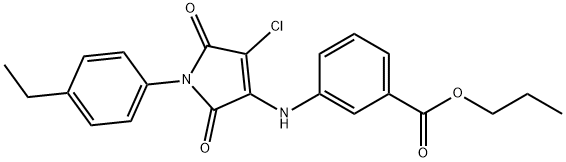 propyl 3-{[4-chloro-1-(4-ethylphenyl)-2,5-dioxo-2,5-dihydro-1H-pyrrol-3-yl]amino}benzoate Struktur