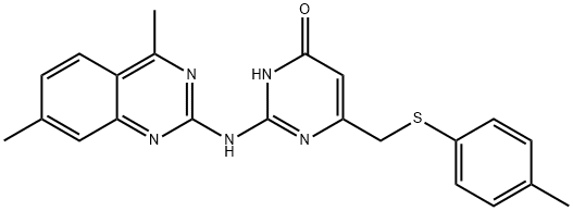 2-[(4,7-dimethyl-2-quinazolinyl)amino]-6-{[(4-methylphenyl)sulfanyl]methyl}-4(1H)-pyrimidinone Struktur