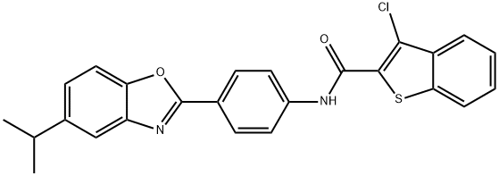 3-chloro-N-[4-(5-isopropyl-1,3-benzoxazol-2-yl)phenyl]-1-benzothiophene-2-carboxamide Struktur