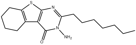 3-amino-2-heptyl-5,6,7,8-tetrahydro[1]benzothieno[2,3-d]pyrimidin-4(3H)-one Struktur