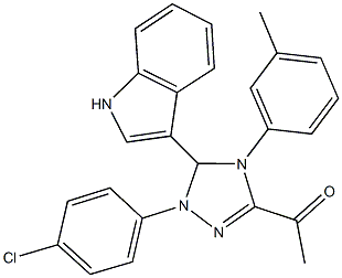 1-[1-(4-chlorophenyl)-5-(1H-indol-3-yl)-4-(3-methylphenyl)-4,5-dihydro-1H-1,2,4-triazol-3-yl]ethanone Struktur