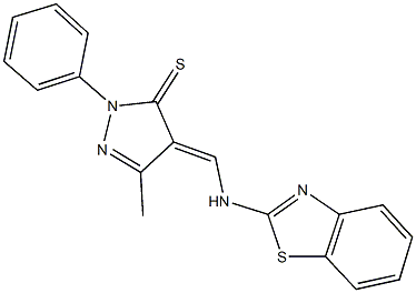 4-[(1,3-benzothiazol-2-ylamino)methylene]-5-methyl-2-phenyl-2,4-dihydro-3H-pyrazole-3-thione Struktur