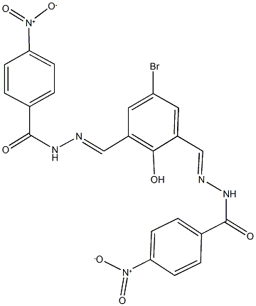 N'-[5-bromo-2-hydroxy-3-(2-{4-nitrobenzoyl}carbohydrazonoyl)benzylidene]-4-nitrobenzohydrazide Struktur