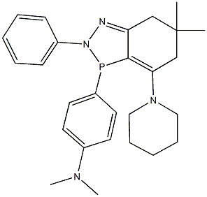 N-{4-[6,6-dimethyl-2-phenyl-4-(1-piperidinyl)-2,5,6,7-tetrahydro-3H-1,2,3-benzodiazaphosphol-3-yl]phenyl}-N,N-dimethylamine Struktur