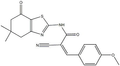 2-cyano-N-(5,5-dimethyl-7-oxo-4,5,6,7-tetrahydro-1,3-benzothiazol-2-yl)-3-(4-methoxyphenyl)acrylamide Struktur