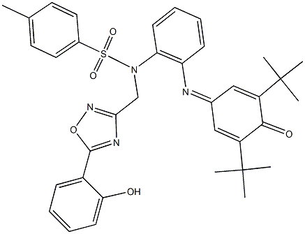 N-{2-[(3,5-ditert-butyl-4-oxo-2,5-cyclohexadien-1-ylidene)amino]phenyl}-N-{[5-(2-hydroxyphenyl)-1,2,4-oxadiazol-3-yl]methyl}-4-methylbenzenesulfonamide Struktur