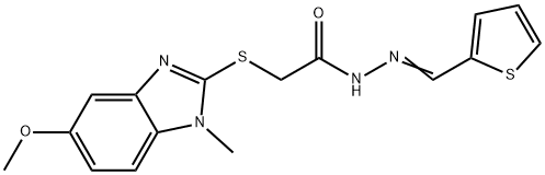 2-[(5-methoxy-1-methyl-1H-benzimidazol-2-yl)sulfanyl]-N'-(2-thienylmethylene)acetohydrazide Struktur