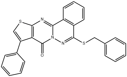 5-(benzylsulfanyl)-9-phenyl-8H-thieno[2',3':4,5]pyrimido[2,1-a]phthalazin-8-one Struktur