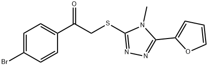 1-(4-bromophenyl)-2-{[5-(2-furyl)-4-methyl-4H-1,2,4-triazol-3-yl]sulfanyl}ethanone Struktur