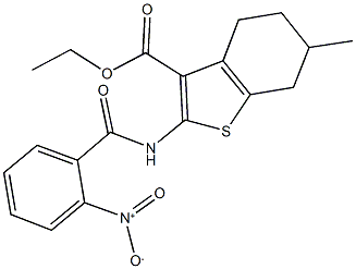 ethyl 2-({2-nitrobenzoyl}amino)-6-methyl-4,5,6,7-tetrahydro-1-benzothiophene-3-carboxylate Struktur