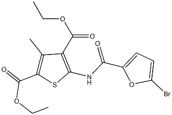 diethyl 5-[(5-bromo-2-furoyl)amino]-3-methylthiophene-2,4-dicarboxylate Struktur