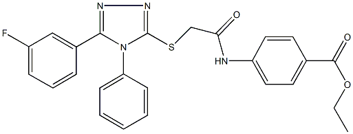 ethyl 4-[({[5-(3-fluorophenyl)-4-phenyl-4H-1,2,4-triazol-3-yl]sulfanyl}acetyl)amino]benzoate Struktur