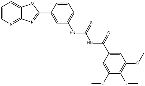 N-(3-[1,3]oxazolo[4,5-b]pyridin-2-ylphenyl)-N'-(3,4,5-trimethoxybenzoyl)thiourea Struktur