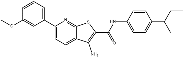 3-amino-N-(4-sec-butylphenyl)-6-(3-methoxyphenyl)thieno[2,3-b]pyridine-2-carboxamide Struktur