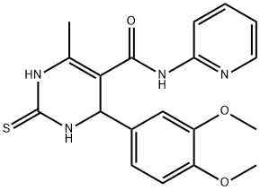 4-(3,4-dimethoxyphenyl)-6-methyl-N-pyridin-2-yl-2-thioxo-1,2,3,4-tetrahydropyrimidine-5-carboxamide Struktur