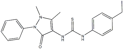 N-(1,5-dimethyl-3-oxo-2-phenyl-2,3-dihydro-1H-pyrazol-4-yl)-N'-(4-ethylphenyl)thiourea Struktur