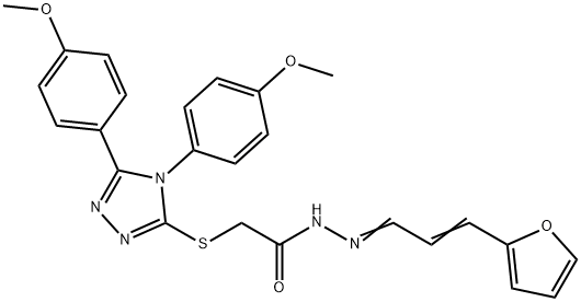 2-{[4,5-bis(4-methoxyphenyl)-4H-1,2,4-triazol-3-yl]sulfanyl}-N'-[3-(2-furyl)-2-propenylidene]acetohydrazide Struktur