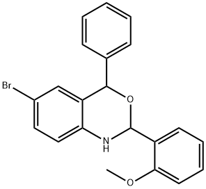 6-bromo-2-(2-methoxyphenyl)-4-phenyl-1,4-dihydro-2H-3,1-benzoxazine Struktur