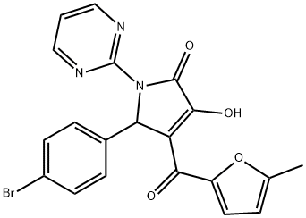 5-(4-bromophenyl)-3-hydroxy-4-(5-methyl-2-furoyl)-1-(2-pyrimidinyl)-1,5-dihydro-2H-pyrrol-2-one Struktur