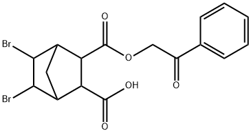 5,6-dibromo-3-[(2-oxo-2-phenylethoxy)carbonyl]bicyclo[2.2.1]heptane-2-carboxylic acid Struktur