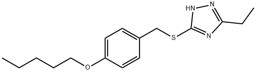 4-{[(5-ethyl-4H-1,2,4-triazol-3-yl)sulfanyl]methyl}phenyl pentyl ether Struktur