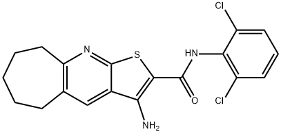 3-amino-N-(2,6-dichlorophenyl)-6,7,8,9-tetrahydro-5H-cyclohepta[b]thieno[3,2-e]pyridine-2-carboxamide Struktur