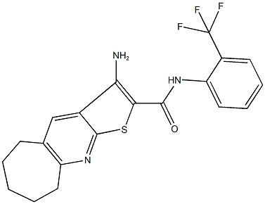 3-amino-N-[2-(trifluoromethyl)phenyl]-6,7,8,9-tetrahydro-5H-cyclohepta[b]thieno[3,2-e]pyridine-2-carboxamide Struktur