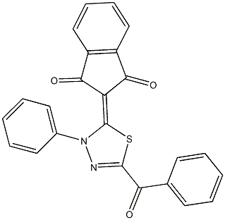 2-(5-benzoyl-3-phenyl-1,3,4-thiadiazol-2(3H)-ylidene)-1H-indene-1,3(2H)-dione Struktur