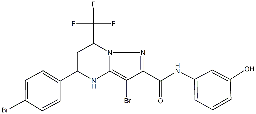 3-bromo-5-(4-bromophenyl)-N-(3-hydroxyphenyl)-7-(trifluoromethyl)-4,5,6,7-tetrahydropyrazolo[1,5-a]pyrimidine-2-carboxamide Struktur