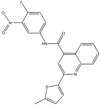 N-{4-fluoro-3-nitrophenyl}-2-(5-methyl-2-thienyl)-4-quinolinecarboxamide Struktur