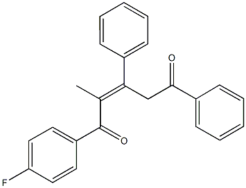 1-(4-fluorophenyl)-2-methyl-3,5-diphenyl-2-pentene-1,5-dione Struktur