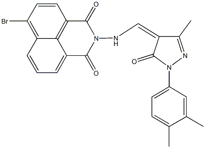 6-bromo-2-({[1-(3,4-dimethylphenyl)-3-methyl-5-oxo-1,5-dihydro-4H-pyrazol-4-ylidene]methyl}amino)-1H-benzo[de]isoquinoline-1,3(2H)-dione Struktur