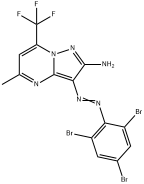 5-methyl-3-[(2,4,6-tribromophenyl)diazenyl]-7-(trifluoromethyl)pyrazolo[1,5-a]pyrimidin-2-ylamine Struktur