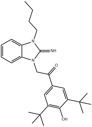 2-(3-butyl-2-imino-2,3-dihydro-1H-benzimidazol-1-yl)-1-(3,5-ditert-butyl-4-hydroxyphenyl)ethanone Struktur