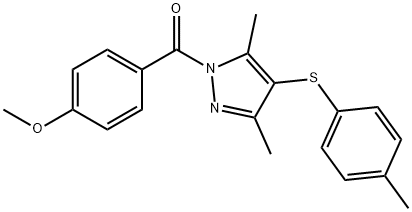 4-({3,5-dimethyl-4-[(4-methylphenyl)sulfanyl]-1H-pyrazol-1-yl}carbonyl)phenyl methyl ether Struktur