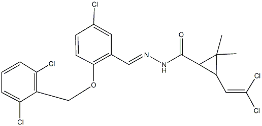 N'-{5-chloro-2-[(2,6-dichlorobenzyl)oxy]benzylidene}-3-(2,2-dichlorovinyl)-2,2-dimethylcyclopropanecarbohydrazide Struktur