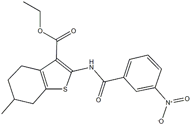 ethyl 2-({3-nitrobenzoyl}amino)-6-methyl-4,5,6,7-tetrahydro-1-benzothiophene-3-carboxylate Struktur